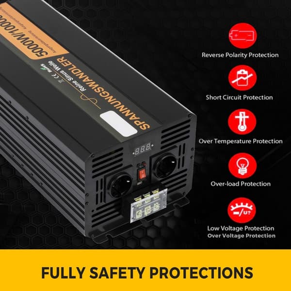 5000w 24v 230v Puhdas Sinus Tehoinvertteri Generaattori 10000w Huippu, Kätevä ja tehokas!