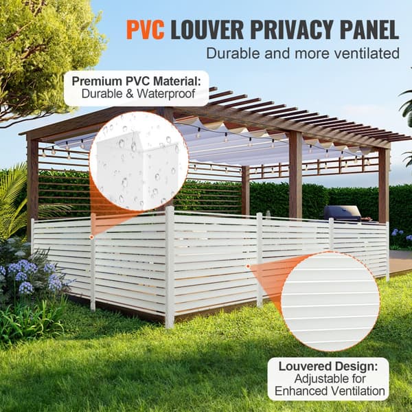 48" B x 48" H Vinyl Privatlivshegn, Udendørs Skærme til Skraldespand & Pool, Kit med 2 Lamelpaneler.