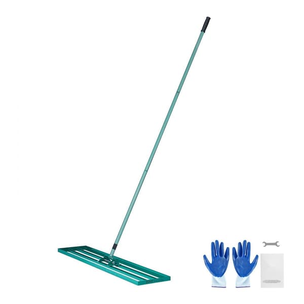 Nivelleringsrive 48"x10" til græsplæner. Stærk plæneplan med 78" stål håndtag. Ideel til haven, golfplæner og gårde.
