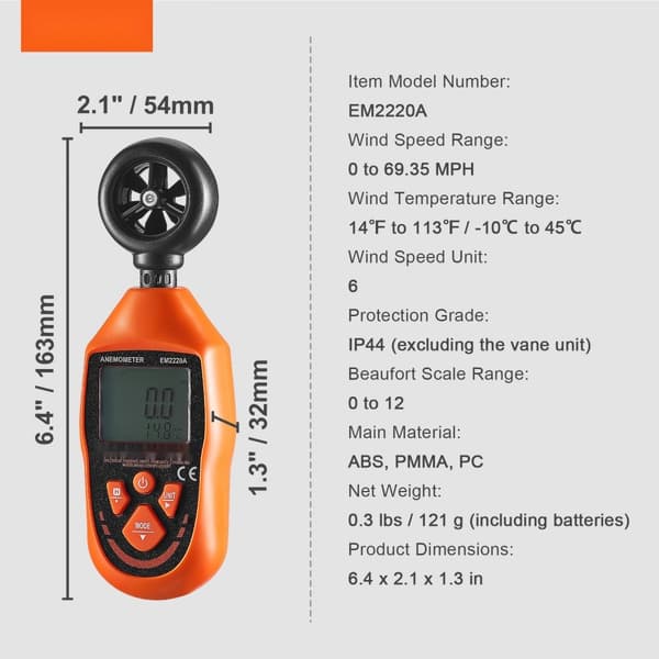 Käsituulimittari, digitaalinen LED-näyttö, mittaa tuulen nopeuden ja lämpötilan purjehdukseen ja surffaukseen.