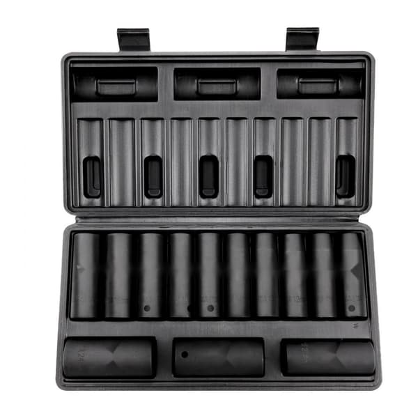 1/2" Drive Impact Socket Set, 13-delat djupsockelset Metrisk 10-24mm, 6-punkts CR-V stål, för bilreparation, robust, med väska