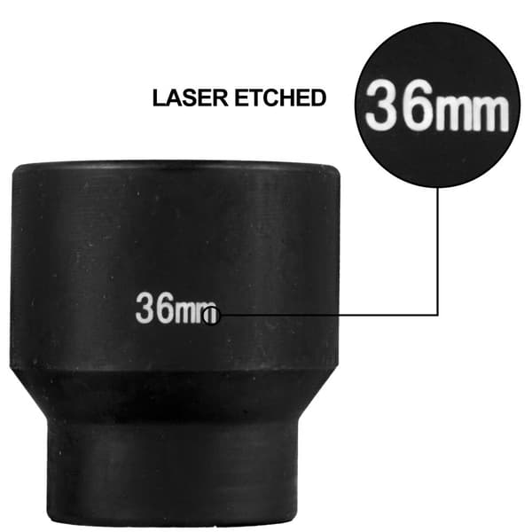 Iskukantasarja 1/2", 26 osaa, matala 6-pistekanta, kestävä CR-M0 rakenne, vetohylsysarja 10-36 mm, säilytyskotelo.