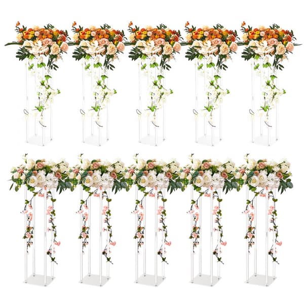 10 stk 23,6 tommer (60 cm) bryllupsblomsterstativ med akryl, geometrisk design til festdekoration og blomsterudstilling. Perfekt til T-Stage!