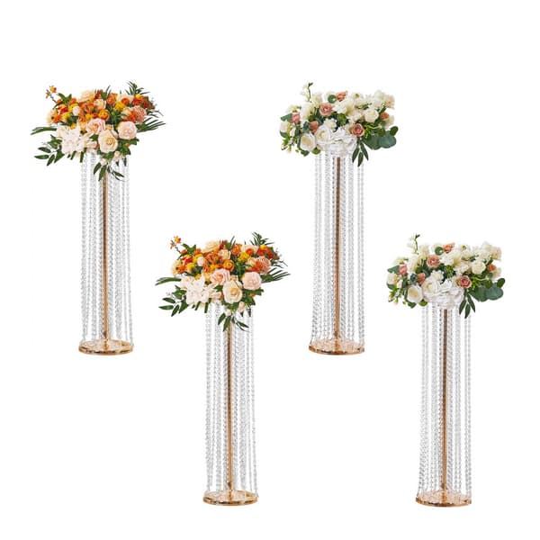 4 kpl 90 cm korkea kristallikukkateline, ylelliset maljakot, täydellinen T-vaiheen häihin ja sisustukseen.