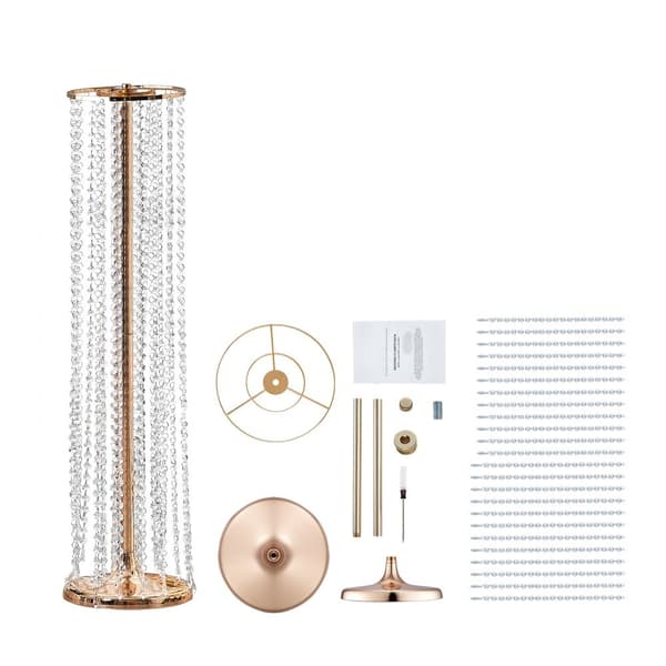 2 stk 35,43 tommer / 90 cm høje krystal blomsterstandere, luksuriøse centerpieces i metallisk guld, ideelle til bryllup og festdekorationer.