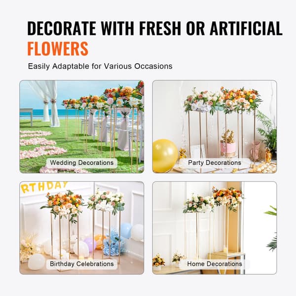 2 stk 31,5 tommer/80 cm høje bryllupsblomsterstativer i metal med akryl. Geometriske stativer til blomsterudstilling, perfekte til fest og reception.