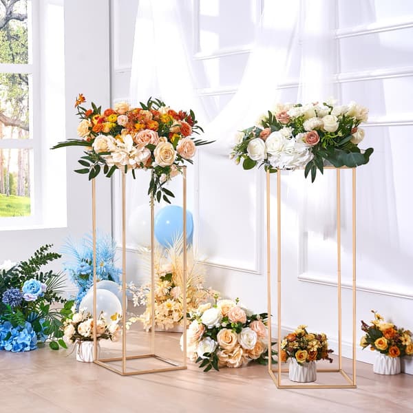 2 stk 31,5 tommer/80 cm høje bryllupsblomsterstativer i metal med akryl. Geometriske stativer til blomsterudstilling, perfekte til fest og reception.