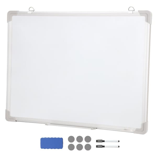 Magnetisk whiteboard, 24 x 18 tommer, tør-erase tavle med aluminiumsramme. Inkluderer 1 magnetisk visker, 2 tuscher og bærevogn til kontor og skole.