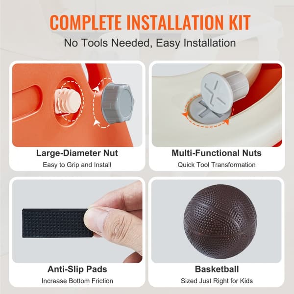 Småbørnsrutsjebane til 1-12 år, inkl. klatrestige og basketballbøjle. Indendørs/udendørs legetøj, anti-slip design og egnet til børn under 40 kg.