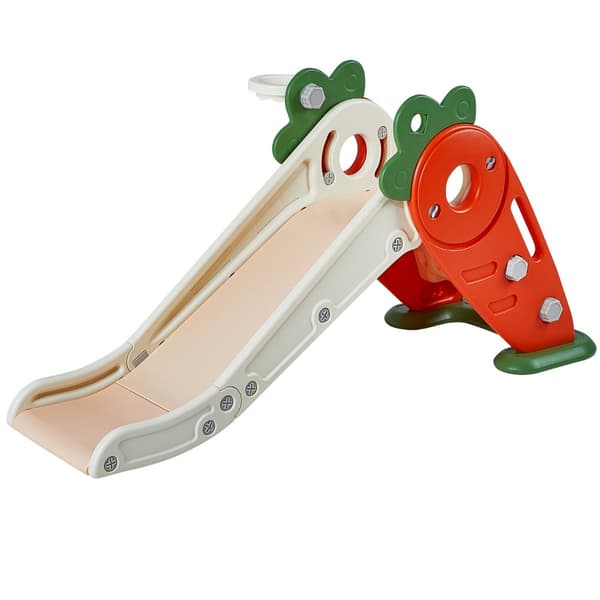 Småbørnsrutsjebane til 1-12 år, inkl. klatrestige og basketballbøjle. Indendørs/udendørs legetøj, anti-slip design og egnet til børn under 40 kg.