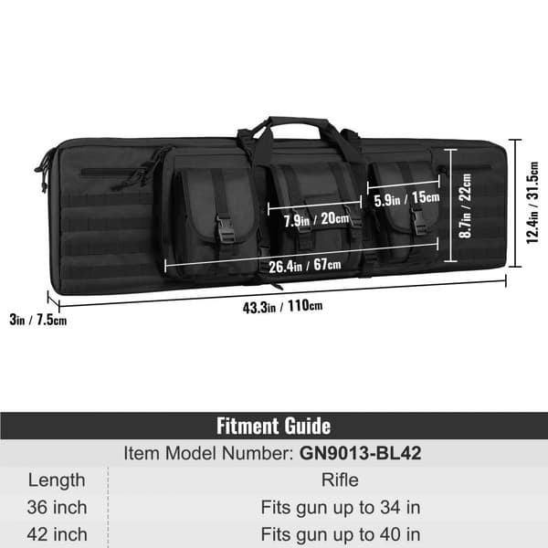 Taktisk riffeltaske 42" til 2 rifler og 2 pistoler - ideel til sikker transport og beskyttelse af dit udstyr.