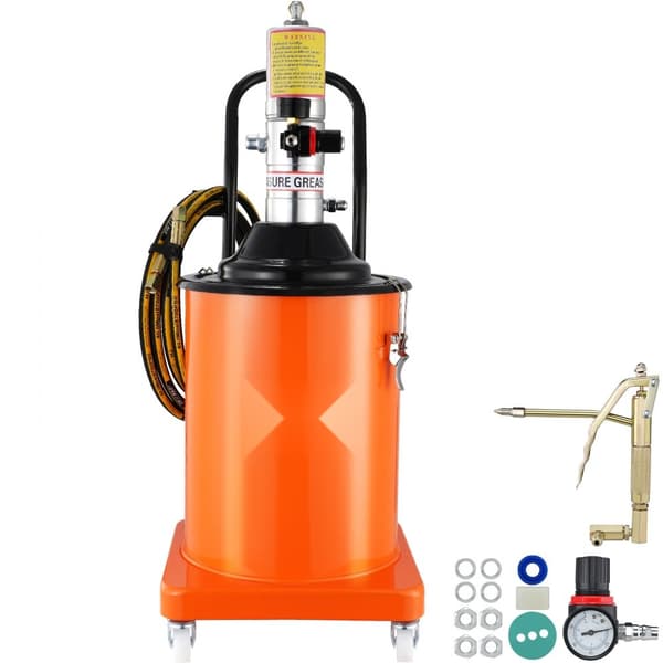 fettpump 20L, luftdriven med 13 ft högtrycksslang, pneumatisk smörjhinkpump med hjul, bärbar 50:1 tryckförhållande
