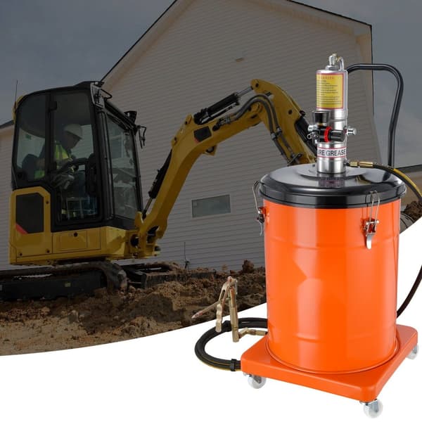Fedtpu mp 10,5 gallon (40L) luftdrevet med 13 fod højtryksslange, smørepumpe på hjul, transportabel med 50:1 trykforhold.