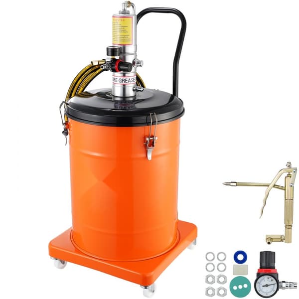Fedtpu mp 10,5 gallon (40L) luftdrevet med 13 fod højtryksslange, smørepumpe på hjul, transportabel med 50:1 trykforhold.