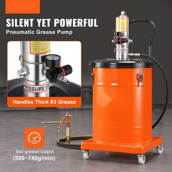 Fedtpu mp 10,5 gallon (40L) luftdrevet med 13 fod højtryksslange, smørepumpe på hjul, transportabel med 50:1 trykforhold.