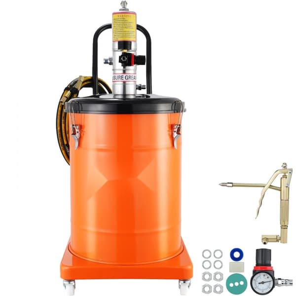 Fedtpu mp 10,5 gallon (40L) luftdrevet med 13 fod højtryksslange, smørepumpe på hjul, transportabel med 50:1 trykforhold.
