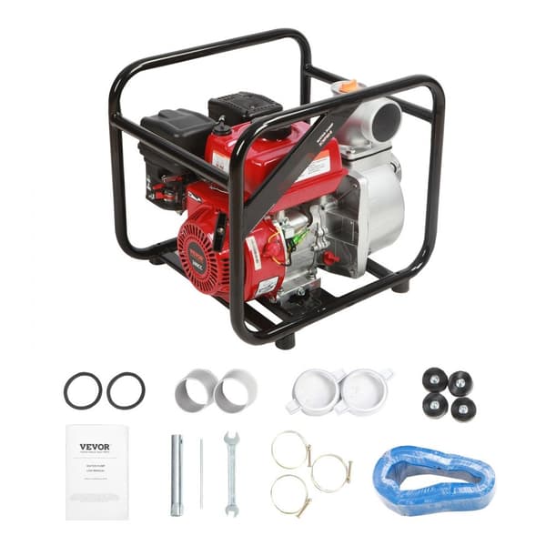 Bensiinimoottorin 3" vesipumppu, 7HP, 265 GPM, 142' nosto, 22' imu, kaasukäyttöinen jäteveden siirtopumppu.