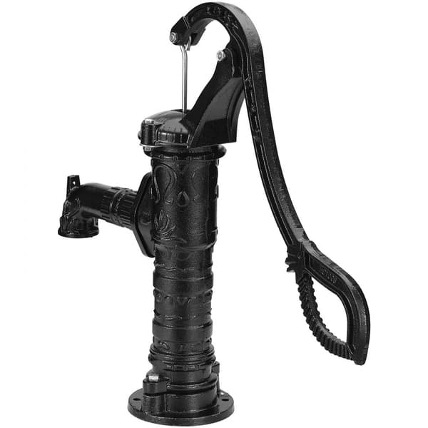 Antik handpump 14,6 x 5,9 x 25,6 tum, gjutjärn, enkel installation med 0,5" hål. Perfekt för trädgårdsdammar. Svart.