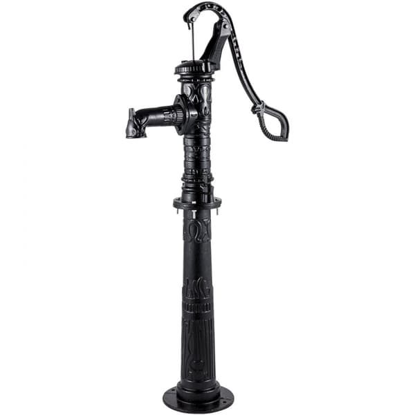 Handvattenpump med stativ, 15,7 x 9,4 x 53,1 tum, 26 tum stativ för enkel installation, rustik gjutjärnsbrunnspump för trädgård.