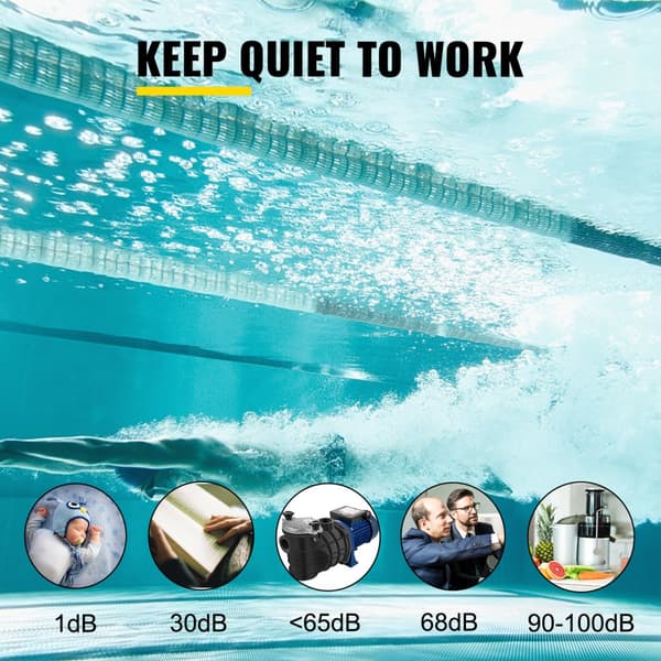 1 HK Poolpump, 18000 L/h 750W In-/Utomhuspoolpump med sil, renar poolvatten, 1,97" inlopp/utlopp, inkl. slangar