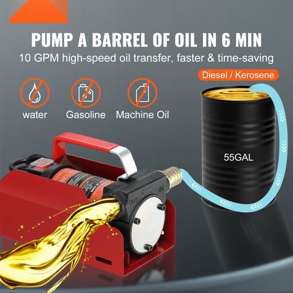 Kannettava 12 V DC polttoainepumpun sarja, 10 GPM, automaattinen sammutussuutin, letkut dieselille ja kerosiinille.