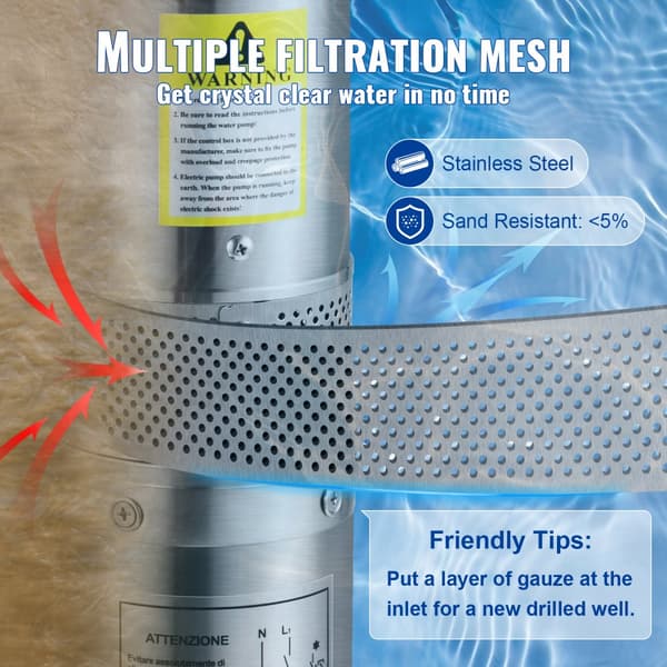Dykpumpe 750W, 230V/50Hz, 105L/min, 62m løftehøjde. 20m ledning og automatisk trykafbryder. Rustfrit stål - ideel til industri.