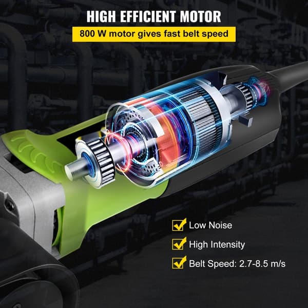 800W Rørbåndsliber til rustfrit stål og aluminium. 180 mm, 6 hastigheder op til 3000 o/min. Effektiv slibning og polering.