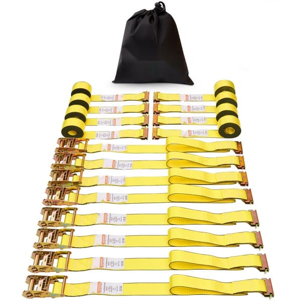 Ratscharband (8PK), 4400 lb brottstyrka, E-Track med 8 Premium 2" x 15" Ratscharband Heavy Duty för att säkra last.