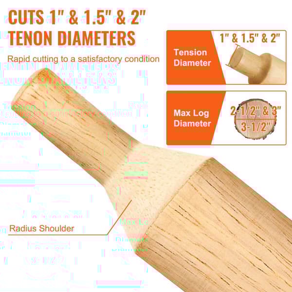 Tenonkutter, 1"/25,4 mm & 1,5"/38 mm & 2"/50,8 mm. Premium aluminium & stål træskærer med dobbelte knive. Home Master Kit til kvalitetsværktøj.