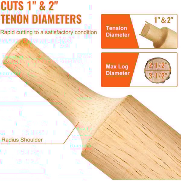Tenon Cutter, 25,4 mm & 50,8 mm diameter - med dobbelt buede blade. Premium aluminium/stål træskærer til gør-det-selv projekter.