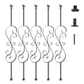 Miniatyrbillede 1 af 9: Trappe metal balustre, 44'' x 1/2" galvaniseret stål, dekorative gelændere, 5 stk S-formede dækbalustre m. spiraltrappegelænder og skruer.