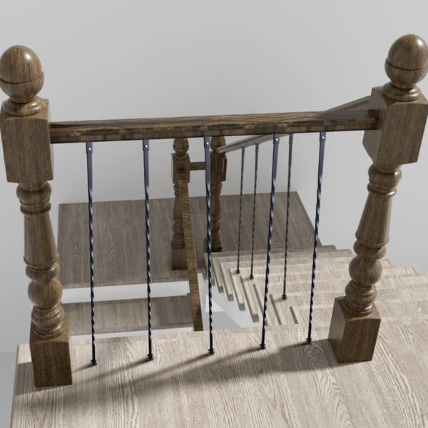 Trappstolar i metall, 44"x1/2" galvaniserat stål, dekorativa räckespindlar, 10-pack däcksräcke med spiraltrappräcke.