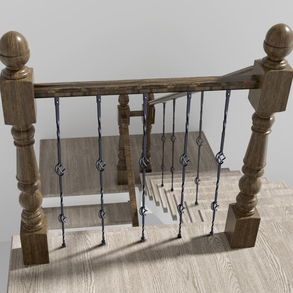 Trappe metal balustre, 44'' x 1/2" galvaniseret stål. Dekorative gelænderspindler; 10 pakker med hule dobbelte kurve og skruer til spiraltrappe.