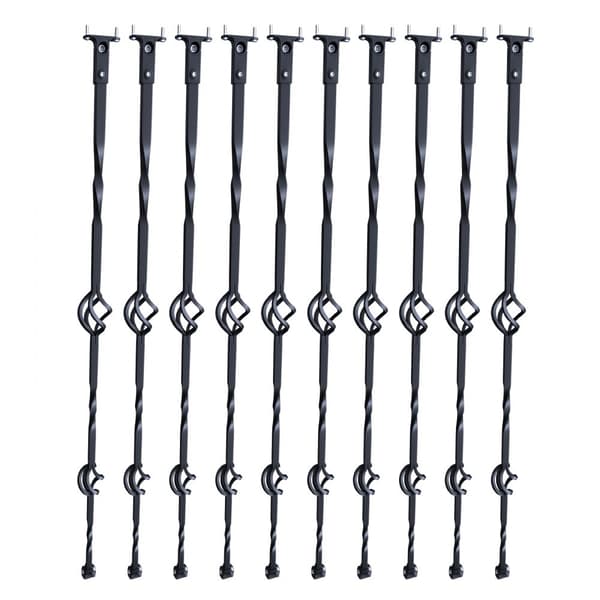 Trappe metal balustre, 44'' x 1/2" galvaniseret stål. Dekorative gelænderspindler; 10 pakker med hule dobbelte kurve og skruer til spiraltrappe.