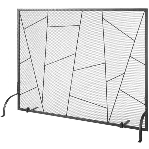 Takkaseinä, yksipaneeli, kestävä rautaverkko, 906x720mm kipinäsuoja, helppo asennus, moderni olohuoneen sisustus.