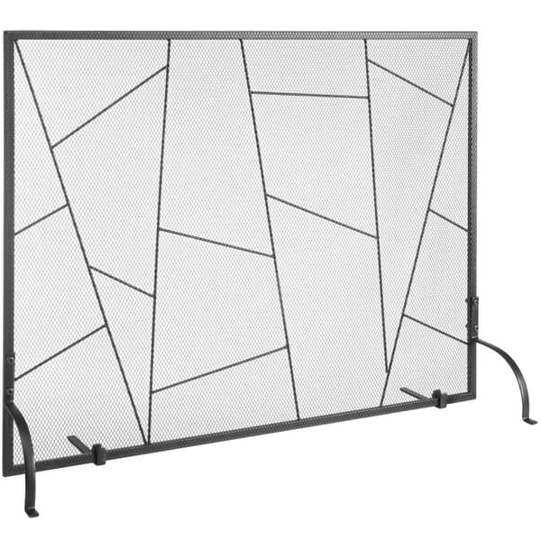 Pejseskærm i robust jernnet, 906(L) x 720(H) mm. Gnistbeskyttelse, nem installation. Fritstående design til moderne stuer.