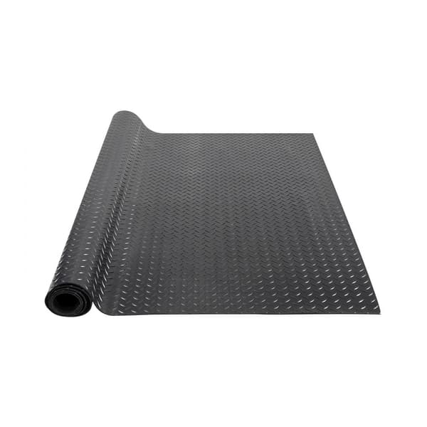 Diamond-Plate gummigolvrulle, 3 mm x 1,2 m x 3 m garagegolvmatta, lätt att rengöra, svart gummimatta för garage och gym.