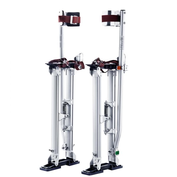 Gipsvægsstylter 24''-40'' justerbare i aluminium, med knæbeskyttere. Holdbare og skridsikre til maling, taping og sølvarbejde.