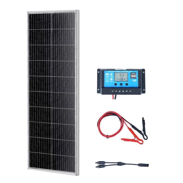 100W Monokrystallinsk Solpanel Kit 12V med Solpanel & Opladercontroller