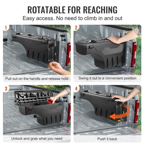 Låsbart truckbädd förvaringslåda, vattentät ABS, 6,6 Gal/20 L, kompatibel med Chevy Silverado/GMC Sierra 2019-2021, svart.