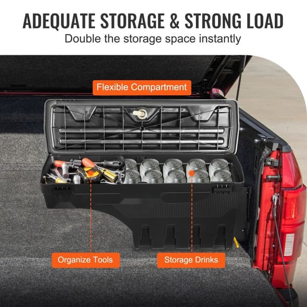 Låsbart truckbädd förvaringslåda, vattentät ABS, 6,6 Gal/20 L, kompatibel med Chevy Silverado/GMC Sierra 2019-2021, svart.