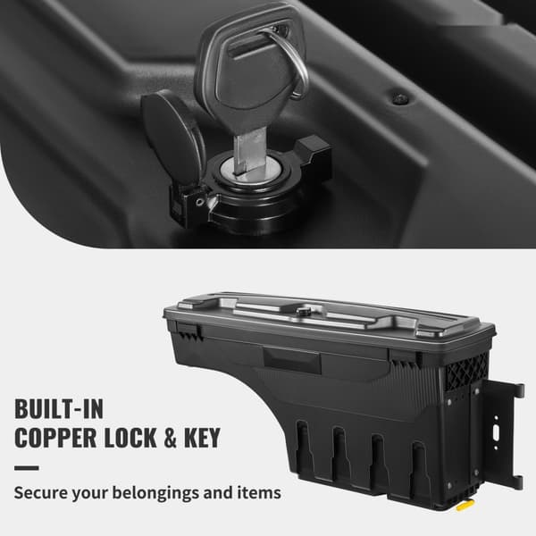 Låsbart truckbädd förvaringslåda, vattentät ABS, 6,6 Gal/20 L, kompatibel med Chevy Silverado/GMC Sierra 2019-2021, svart.
