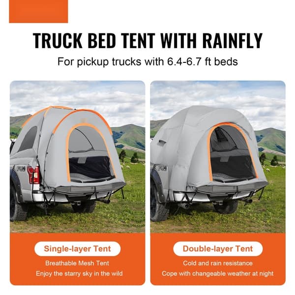 Lastbilssläp Tält, 5,5'-6' Pickup Tält med regnskydd, vattentätt PU2000mm för camping, rymmer 2-3 personer.