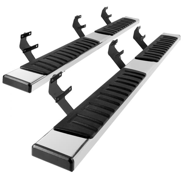 Løbebrætter og 6" trinstænger til Ford F150 (2015-2023) og F250/F350 (2017-2023). 2 rustfrit stål sidetrin, 500 lbs kapacitet.