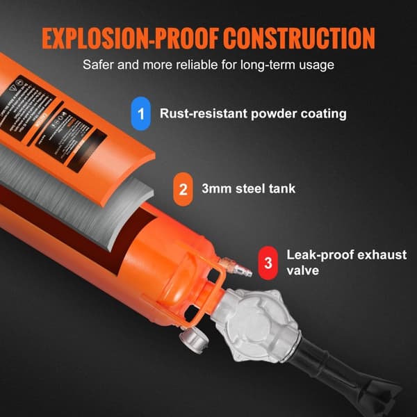 Dækperle-sætningsværktøj, 8 L luftblaster, 120 PSI håndholdt bazooka, bærbart dæk pumpeværktøj til traktorer, lastbiler og ATV.