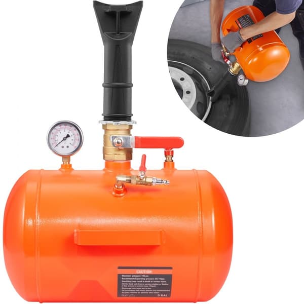 Dækindsætter, 19L luftblaster med trykmåler og håndtag, op til 145 PSI, perfekt til biler og ATV'er.