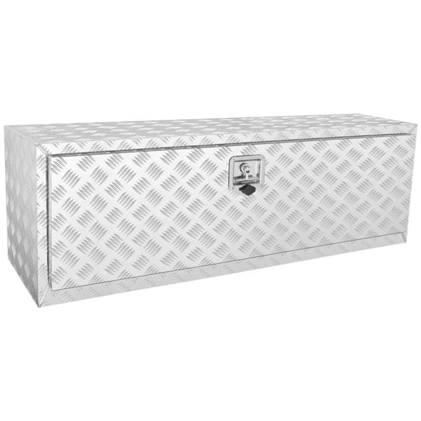 Undervognskasse 48"×17"×18", robust vandtæt aluminium værktøjskasse med lås, perfekt til lastbil og traileropbevaring.