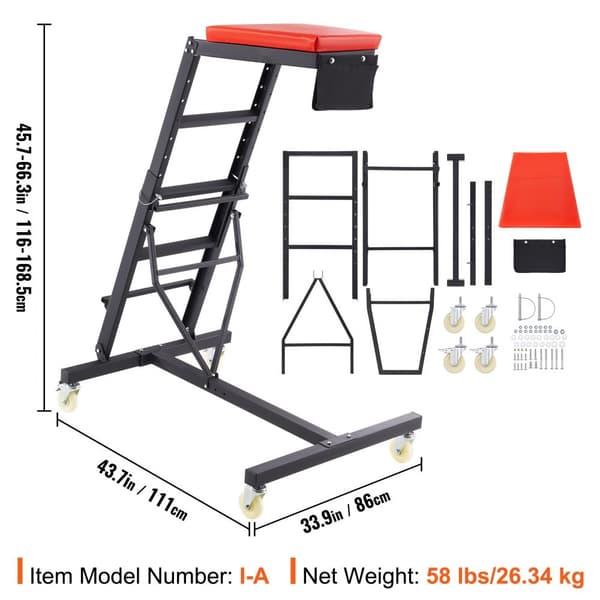 Huippuluokan moottorin ryömintä, säädettävä 45,7" - 66,3", 400 LBS, 4 kääntyvää pyörää, raskaan käytön huoltoon.