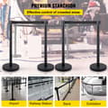 Miniatyrbillede 2 af 9: Crowd Control-støtte med 4 stykker, 2 m sort bælte og barriere med beton- og metalbase – nem at samle.