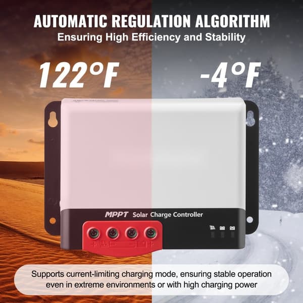 30A MPPT solcellelader, 12V/24V automatisk indgang, regulerer solpaneloplading med Bluetooth, 98% effektivitet til AGM